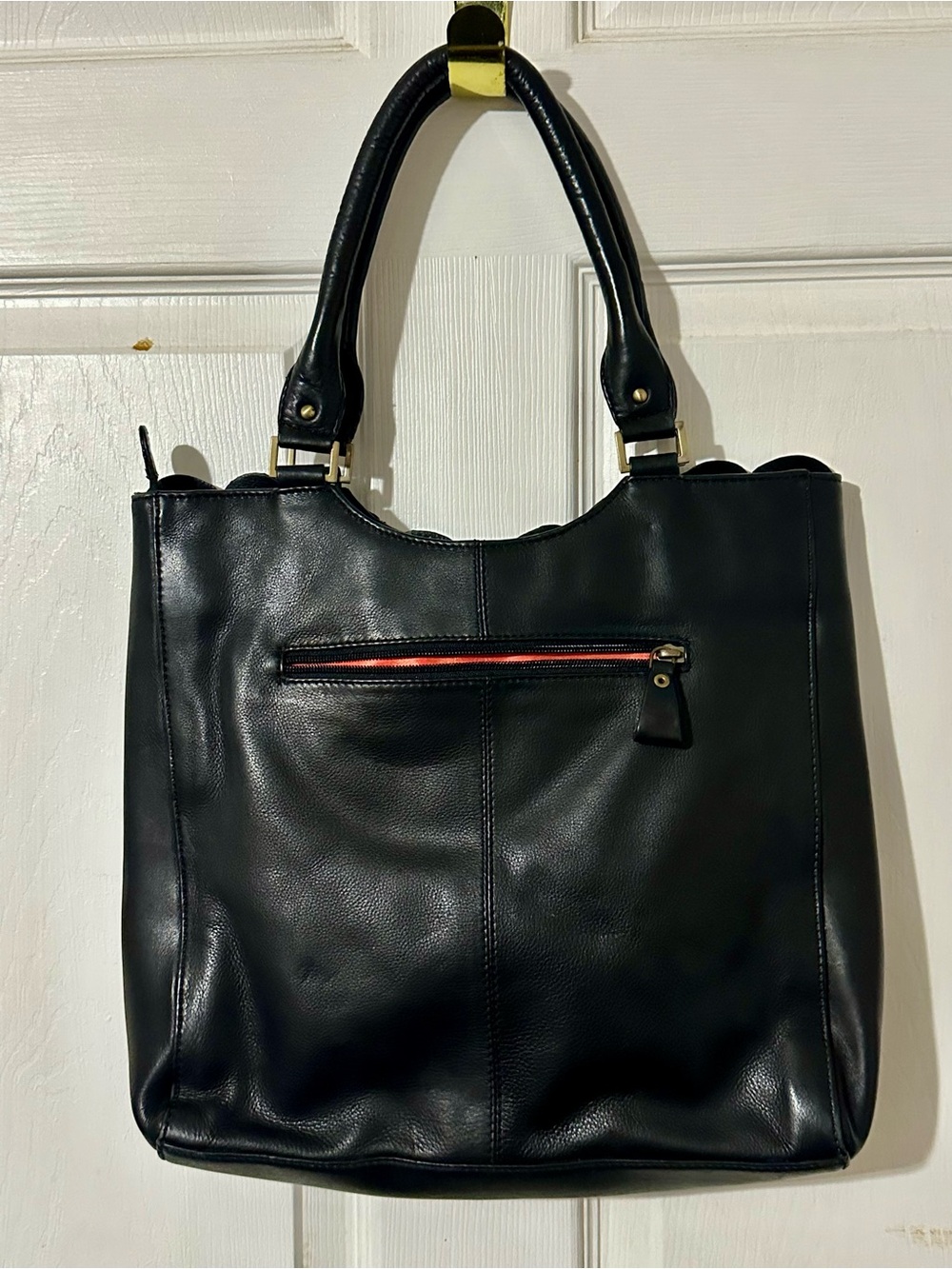 Michael Rome Black Ruffled Leather Tote - Picture 2 of 5